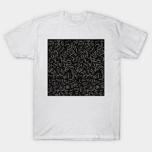 Simple graphic pattern with short lines, white on black T-Shirt